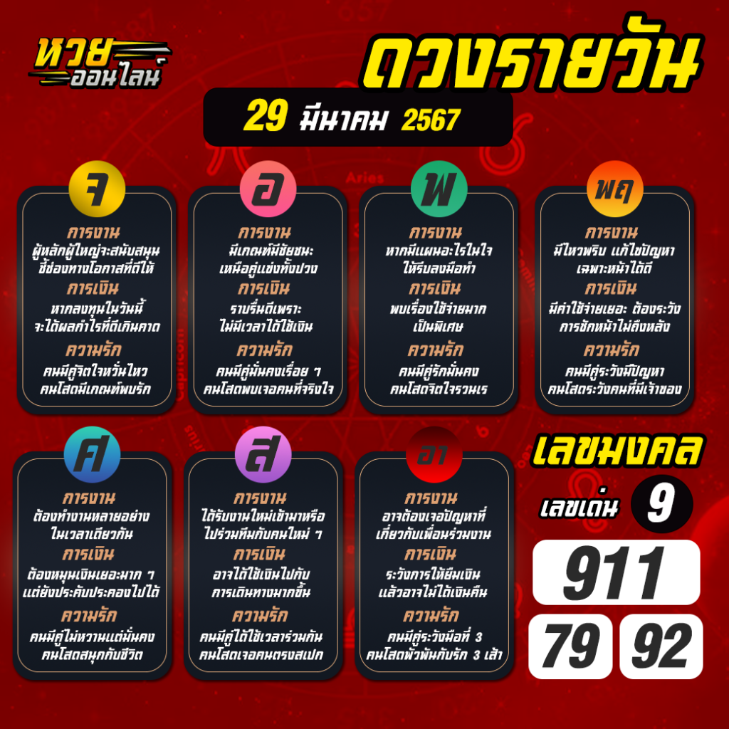 ดวงรายวัน 29 3 67