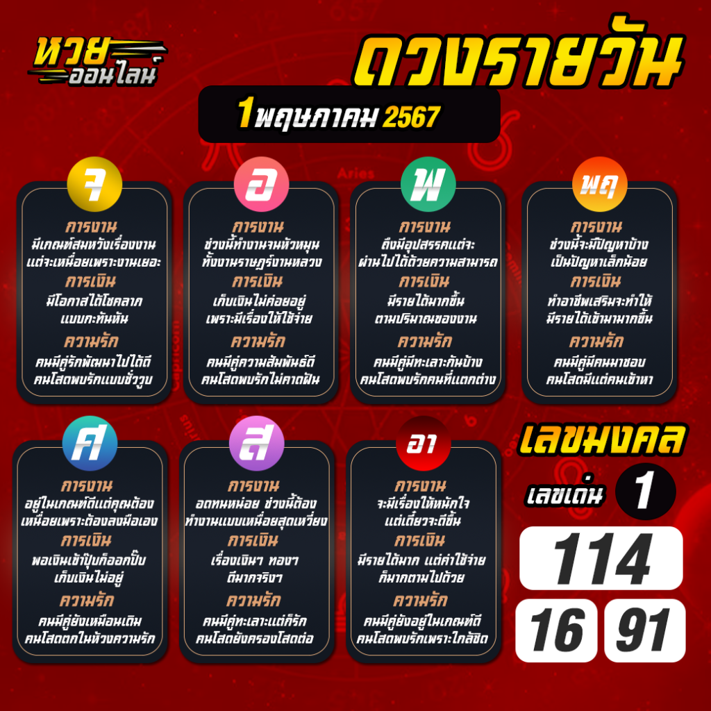 ดวงรายวัน 1 5 67