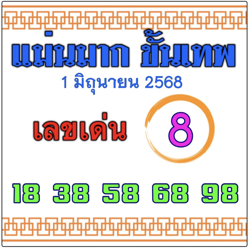 หวยแม่นมากขั้นเทพ 1/6/68